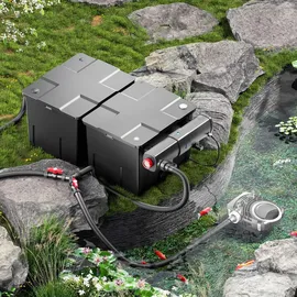 Wiltec SunSun Komplettset: CBF-350B Teichfilter bis 60000 L, NEO10000 SuperECO Teichpumpe 10000l/h 80W, CUV-224 Teichklärer mit 24W, Y-Verteiler