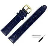 MARBURGER Uhrenarmband 18mm Leder Kroko (Caiman) Prägung blau