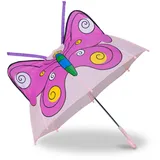 Relaxdays 10022286_624 Kinderregenschirm 3D Schmetterling, Regenschirm f. Mädchen, Kleiner Leichter Stockschirm in Glockenform, rosa