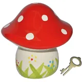alles-meine.de GmbH Sparschwein Pilz - Porzellan/Keramik mit Schlüssel - stabile Sparbüchse Spardose Kinder Figur groß Glückspilz - Pilze Sparen