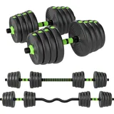 SPORTNOW Hantelset verstellbar 30 KG Kurzhantel Set Kurzhanteln Langhanteln - Grün