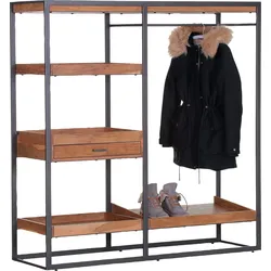 Garderobenständer GUTMANN FACTORY "Dresscode", grau (anthrazit), B:145cm H:150cm T:48cm, Massivholz, Metall, Garderobenständer