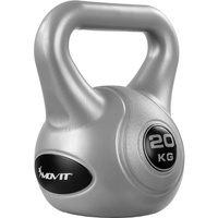 MOVIT Kettlebell STYLISH GREY, Kugelhantel mit bodenschonender Kunststoffhülle, 2 kg bis 20 kg, schadstoffgeprüft, 20 kg schwarz