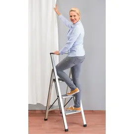 Wenko Alu-Design Klapptrittleiter 2 Stufen silber