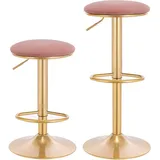 Woltu 2er Set Barhocker Barstuhl mit Fußstütze ergonomischer 360 ° Gold