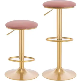 Woltu 2er Set Barhocker Barstuhl mit Fußstütze ergonomischer 360 ° Gold