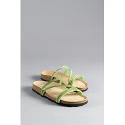 Pantolette ANISTON SHOES, Damen, Gr. 36, grün, Synthetik, modisch, Schuhe, Sommerschuh, Strandschuh, Glitzersteine - NEUE KOLLEKTION