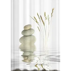 KS Handel 24 Textil Duschvorhang Wellness Stone Digitaldruck 180x200 cm Weiss Natur Grün