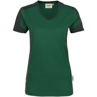 Hakro Damen V-Shirt Contrast Mikralinar® tanne/anthrazit, XS