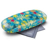 FEFI Brillenetui ALOHA - Stabiles Hardcase Etui, Set aus 1 Etui + hochwertigem Mikrofasertuch blau