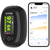 Pulsoximeter fingeroximeter mit Bluetooth und Aufzeichnung,Sauerstoffsättigung Messgerät Finger mit Gratis app,Überwachen Sie die Blutsauerstoffsättigung und die Herzfrequenz, mit Alarm