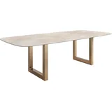 DeLife Esstisch Edge Boot 270x120 Keramik Iris FMG Onice Grigio Edelstahl Gold Breit