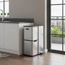 Relaxdays Mülltrennsystem 60 l Silber