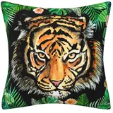 Kissenbezug 80x80 Tiger Tropical Green Kopfkissenbezug 80x80 Baumwolle Leinen Sofakissen mit Reißverschluss Kopfkissenbezüge Knitterfreie Kopfkissen 80x80 Bezug Langlebig Kissenbezüge 80x80 1 Pcs