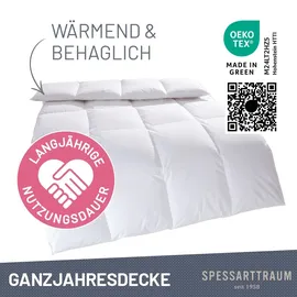 SPESSARTTRAUM Daunenbettdecke + 3-Kammer-Kopfkissen SPESSARTTRAUM "Exklusiv, 2-tlg, hergestellt in Deutschland, made in Germany, Set", weiß, B/L: 135cm x 200cm Anzahl Teile 1, B/L: 80cm x 80cm Anzahl Teile 1, Bezug: Baumwolle Füllung: Entendaune/-feder, warm,