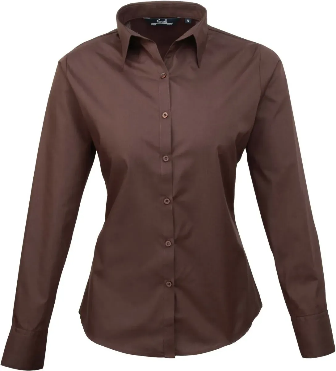 Premier Workwear Damen Popeline Bluse langarm PR300 brown 36 (XS/8)