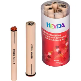 Heyda Stempel Set Mix & Match Herzen Holz 5 St.