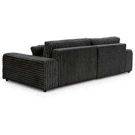 s-style möbel Mollis - Ecksofa mit Schlaffunktion und Bettkasten aus Dunkelgrau Plüschcord mit schöner Sitzkomfort - 2 Jahre Gewährleistung - mind. 14 Tage Rückgaberecht - Grau