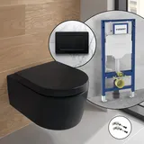 Villeroy & Boch Embrace Wand-WC, Komplett-SET, mit Viverso v801 Betätigungsplatte und Geberit Vorwandelement,,