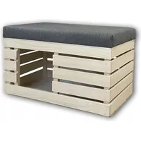 QLS Katzenhaus Holz Box mit Samt Sitzbank Katzenhütte Katzenhöhle 60x40x50 cm
