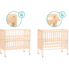 fillikid 2in1 Beistellbett, Stubenbett Nino (auch für Boxspringbetten geeignet) inkl. Matratze; - Natur