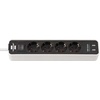 Ecolor mit USB-Ladefunktion, Schalter, 4-fach, 1.5m, schwarz/weiß (1153240026)