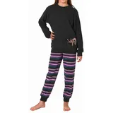 Normann Pyjama Mädchen Frottee Schlafanzug mit Bündchen + süssen Faultier Tiermotiv grau 128