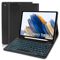Samsung Galaxy Tab A8 Hülle mit Tastatur - Schutzhülle mit Pencil Halter Wireless Abnehmbare Beleuchtete Tastatur (Deutsches QWERTZ) für Samsung Galaxy Tab A8 10.5 2022 (SM-X200/X205/X207)