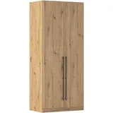 Kleiderschrank RAUCH "Drehtürenschrank Schrank Garderobe Wäscheschrank Schlafzimmer AVOLA", braun (eiche artisan), B:91cm H:197cm T:54cm, Holzwerkstoff, Schränke, Kleiderschrank, mit hochwertigen Stangengriffen in Schwarz aus Metall MADE IN GERMANY, Topseller