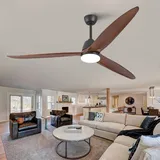 Deckenventilator 183 Cm Schwarz Massivholz Mit Beleuchtung Dimmbar, Leiser Dc Motor Reversibel, Moderner Deckenventilator 72 Zoll Fernbedienung