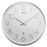 MEBUS 19776 Funkwanduhr Silber/weiß