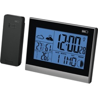 EMOS Funk-Wetterstation mit Außensensor, batteriebetrieben, LED-Display-Anzeige mit Uhr, Temperatur, Thermometer, Hygrometer, Wecker, Kalender, Datum