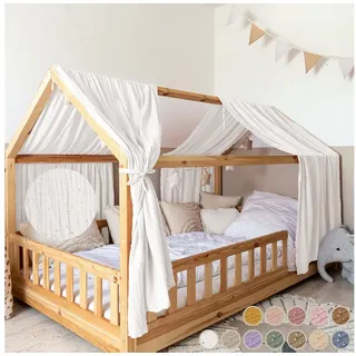 lilimaus Hausbett Himmel mit Gold Applikation [in 12 Farben] Betthimmel Hausbett aus 100% Baumwolle Musselin - Stoffhimmel für Hausbett Deko Mädchen & Jungen - Himmel für Hausbett Kinderbett Vorhang