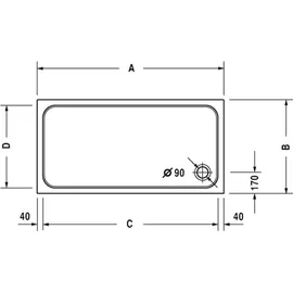 Duravit D-Code 110x75x8,5cm, weiß