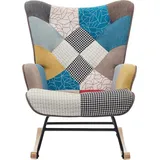 Schaukelsessel mit mehrfarbigem Melange-Patchwork-Bezug - ELMINA II - Bunt