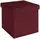 Intirilife Sitzwürfel Bordeaux, Textil, 30x30x30 cm in Kirsch ROT - mit Stauraum und Deckel aus Stoff mit Mulden
