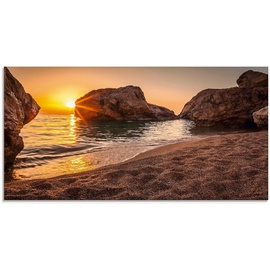 Artland Glasbild »Sonnenuntergang und Strand«, Strand, (1 St.), beige
