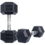 POWRX Hexagon Hantel 2er Set 4-60kg - Gummierte Kurzhanteln Dumbbells mit verchromten Griff - Dumbbell - Hex Kurzhantelset rutschsicher inkl. Workout