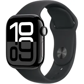 Apple Watch Series 10 GPS + Cellular 42 mm Aluminiumgehäuse diamantschwarz Sportarmband schwarz M/L