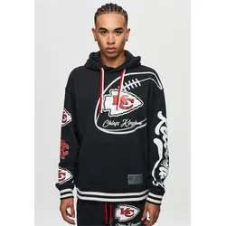 Kapuzensweatshirt RECOVERED "NFL Chiefs Kingdom", Herren, Gr. S, schwarz, 100% Baumwolle, bedruckt, sportlich, normal, ohne Ausschnitt, Langarm, Sweatshirts, für alle Kansas City Chiefs-Fans