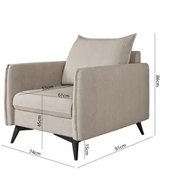 s-style möbel Sessel Azalea Luxusmikrofaser 70 x 70 x 70 cm Beige mit Wellenfederung
