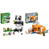 LEGO 21245 Minecraft Das Pandahaus Set & 21178 Minecraft Die Fuchs-Lodge, Spielzeug für Jungen und Mädchen ab 8 Jahren mit Figuren von ertrunkenem Zombie und Tieren, Kinderspielzeug