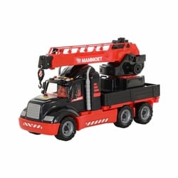 Polesie Spielzeug LKW Kranwagen 56832 Drehteller Simulationsglas 59,5 cm lang rot