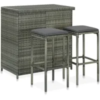 VidaXL 3-tlg. Bar Set Poly Rattan Grau