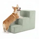 murando Hundetreppe für Kleine Hunde 3 Stufen 30 cm, Samt - Mintgrün