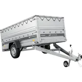 Einachsiger Anhänger auf Blattfedern 264x125 UNITRAILER FORCE 264/R KIPP mit BIS-Seitenwänden, H-0-Rahmen und grauer Plane