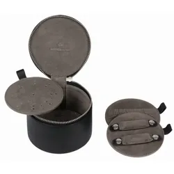 Windrose Schmucketui Rund Klein Nappa Schwarz Etui