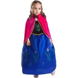 ELSA & ANNA Prinzessin Kleid Mädchen – Eiskönigin – Prinzessinnenkostüm – Mädchen Kleid für Partys, Geburtstage, Fasching, Karneval und Halloween – Prinzessin Kostüm Mädchen – 4-5 Jahre (ANNA2)