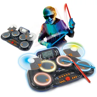 VTech Kidi DJ Drums, Elektronisches Schlagzeug für Kinder mit Leuchtpads, Musikspiele, Bluetooth-Modus und integriertem Mikrofon, Stäbchen im Lieferumfang enthalten, italienische Sprache, Batterien im