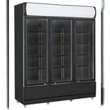 CombiSteel Mobiler Kühlschrank mit 3 Glastüren Getränkekühlschrank Gastro 1065 L +1/10°C ISO 45 mm Schwarz